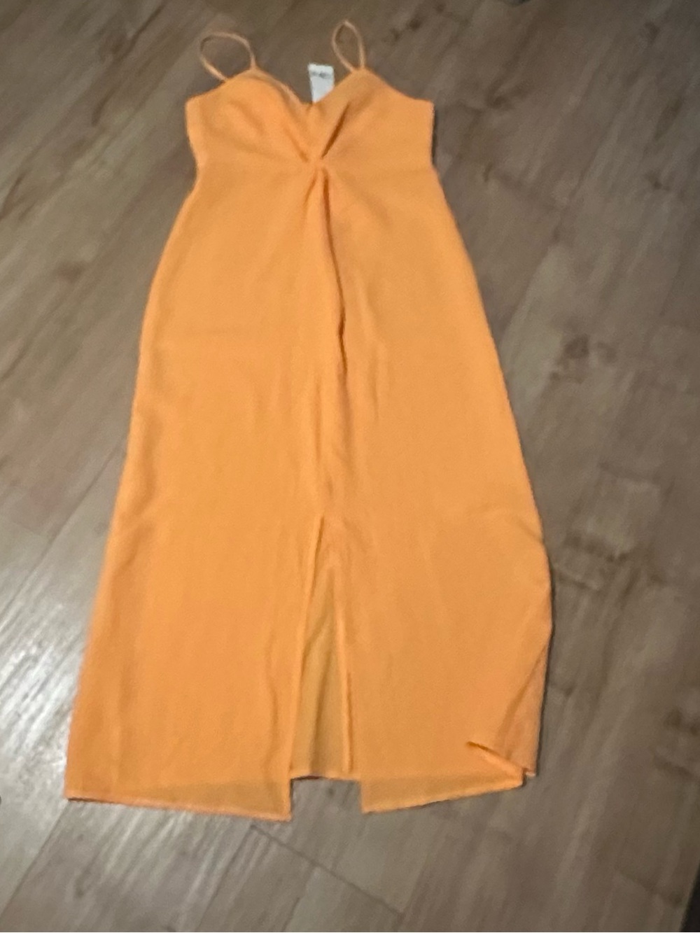Bar III Orange Midi Slip Dress with Front Twist
